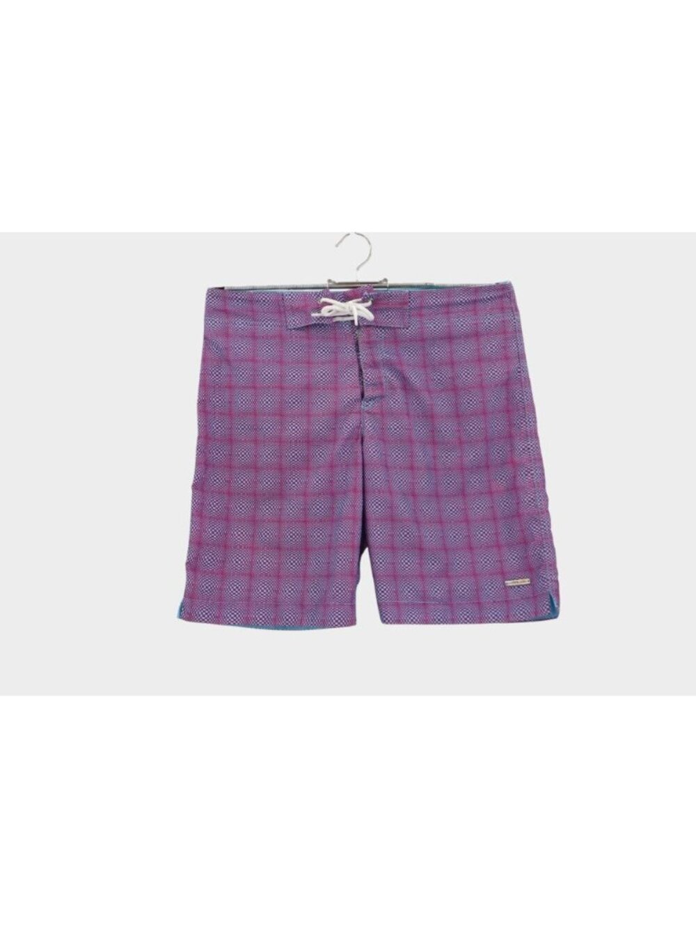 Parke & Ronen Swim Trunks Mens 28 Plaid Lined Shorts Adjustable Waist Purple